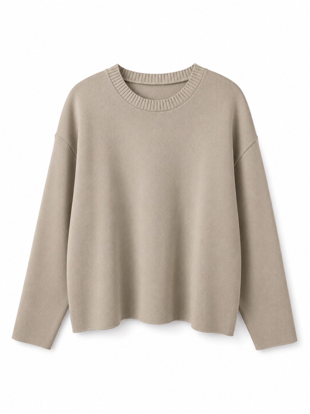 ZARA | Relaxed Crewneck Sweater in Taupe
